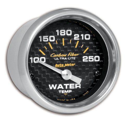 Autometer Carbon Fiber 52mm 100-250 Deg F Electronic Water Temp Gauge thumbnail 3
