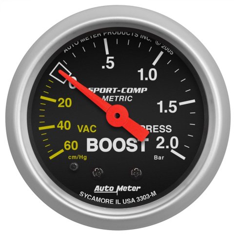 Autometer Sport-Comp 52mm 60cm/HG -2.0 Bar Mechanical Boost Gauge thumbnail 1