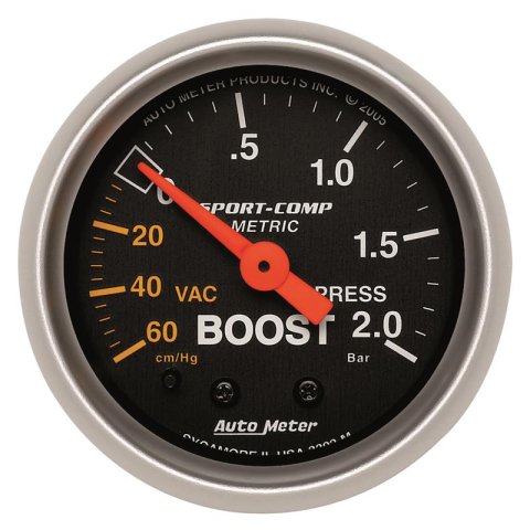 Autometer Sport-Comp 52mm 60cm/HG -2.0 Bar Mechanical Boost Gauge thumbnail 3