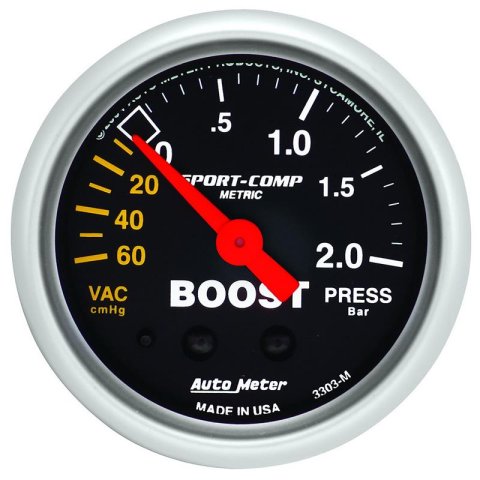 Autometer Sport-Comp 52mm 60cm/HG -2.0 Bar Mechanical Boost Gauge thumbnail 7