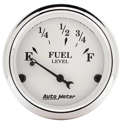 Auto Meter Old Tyme White 2-1/16in 0-30 OHM Electric Fuel Level Gauge