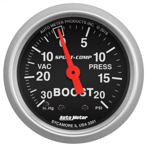 Autometer Sport-Comp 52mm 20 PSI Mechanical Boost Gauge thumbnail 1