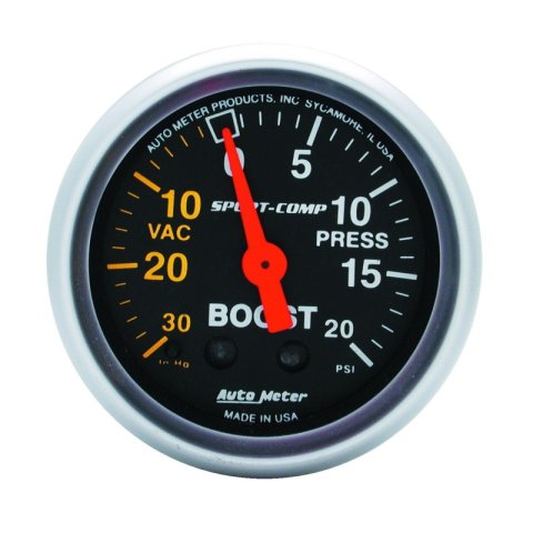Autometer Sport-Comp 52mm 20 PSI Mechanical Boost Gauge thumbnail 3