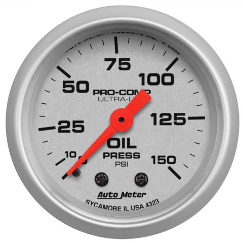 Autometer Ultra-Lite 52mm 0-150 PSI Mechanical Oil Pressure Gauge thumbnail 3