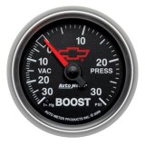 Autometer GM Bowtie 52mm Full Sweep Electronic 30 In Hg-Vac/30 PSI Vacuum/Boost Gauge thumbnail 4