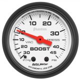 Autometer Phantom 52mm 30in Hg-Vac/45PSI Mechanical Vacuum/Boost Gauge thumbnail 1