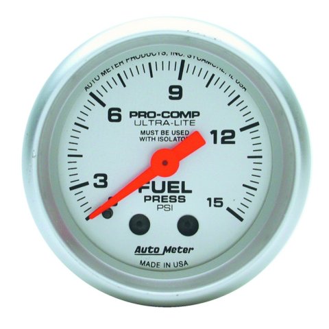 Autometer Ultra-Lite 52mm 0-15 PSI Mechanical Fuel Pressure Gauge thumbnail 2