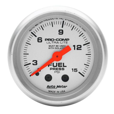 Autometer Ultra-Lite 52mm 0-15 PSI Mechanical Fuel Pressure Gauge thumbnail 3