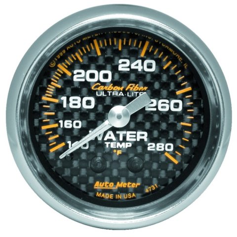 Autometer Carbon Fiber 52mm Water Temperature Gauge thumbnail 2
