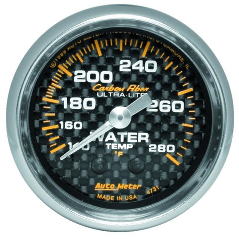 Autometer Carbon Fiber 52mm Water Temperature Gauge thumbnail 3