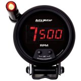 Autometer Quick-Lite Digital 10K RPM Pedestal Mount 3 3/4in Tachometer Black Dial w/ Red LED thumbnail 1
