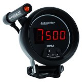 Autometer Quick-Lite Digital 10K RPM Pedestal Mount 3 3/4in Tachometer Black Dial w/ Red LED thumbnail 5