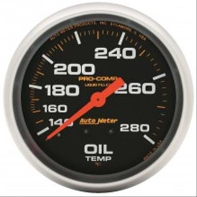 Autometer Liquid Filled Mechanical 66.7mm 140-280 deg F Oil Temperature Gauge Includes 6 ft Tubing