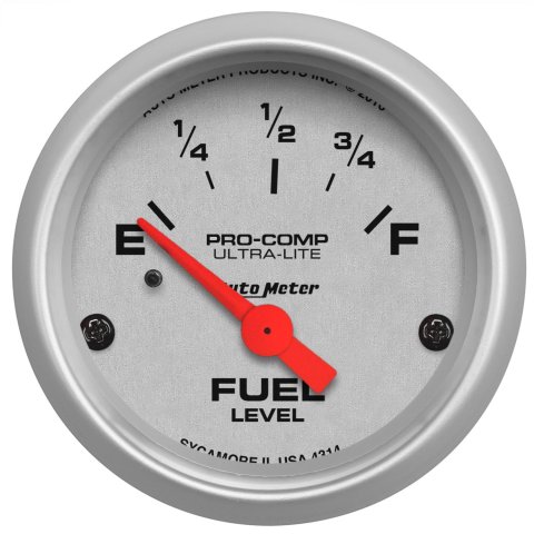 Autometer Ultra-Lite 52mm 0 OHMS Empty/90 OHMS Full Short Sweep Electronic Fuel Level Gauge thumbnail 1