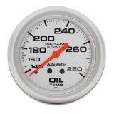 Autometer Ultra-Lite 66.7mm Mechanical 140-280 Degree F Oil Temperature Gauge w/ 6in Tubing thumbnail 2
