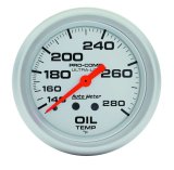 Autometer Ultra-Lite 66.7mm Mechanical 140-280 Degree F Oil Temperature Gauge w/ 6in Tubing thumbnail 8