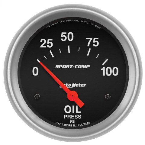 Autometer Sport-Comp 66.7mm 0-100 PSI Short Sweep Electronic Oil Pressure Gauge