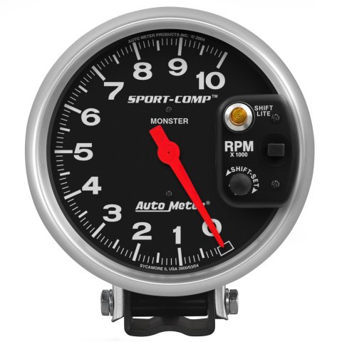 Autometer Sport-Comp 5 inch 10,000 RPM Pedestal Mount Tachometer (Shift-Lite on Control Shield) thumbnail 1