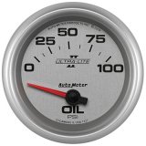 Autometer Ultra-Lite II 2 5/8in 0-100 PSI Short Sweep Electronic Oil Pressure Gauge thumbnail 2