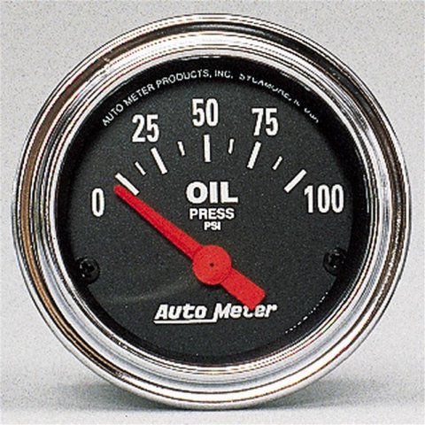 Autometer Traditional Chrome 52mm 0-100 PSI Short Sweep Electrical Oil Pressure Gauge thumbnail 2