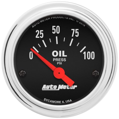 Autometer Traditional Chrome 52mm 0-100 PSI Short Sweep Electrical Oil Pressure Gauge thumbnail 8