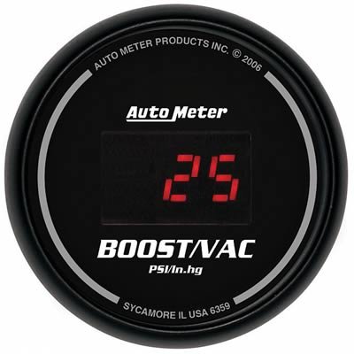 Autometer Black 52mm 30 In Hg.-Vac./30 PSI Digital Vacuum/Boost Gauge
