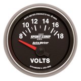 Autometer Sport-Comp II 52mm 8-18 Volt Short Sweep Electronic Voltmeter thumbnail 2