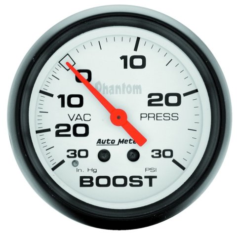 Autometer Phantom 66.7mm 30 in Hg-Vac/30PSI Mechanical Vacuum/Boost Gauge thumbnail 2