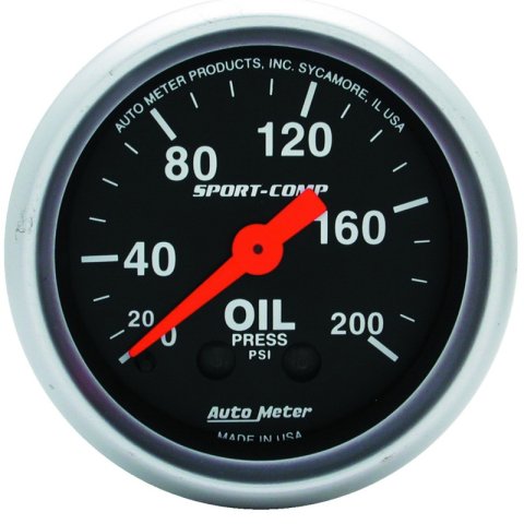 Autometer Sport Comp 52mm Mechanical 0-200 PSI Oil Pressure Gauge thumbnail 3