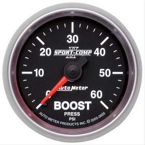 Autometer Sport-Comp II Mechanical 52mm 0-60 PSI Mechanical Boost Gauge