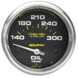 Autometer Carbon Fiber Oil Temp 66.7mm 2 5/8in Short Sweep Electronic 300 Deg F Temperature Gauge thumbnail 2