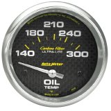 Autometer Carbon Fiber Oil Temp 66.7mm 2 5/8in Short Sweep Electronic 300 Deg F Temperature Gauge thumbnail 3