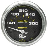 Autometer Carbon Fiber Oil Temp 66.7mm 2 5/8in Short Sweep Electronic 300 Deg F Temperature Gauge thumbnail 4