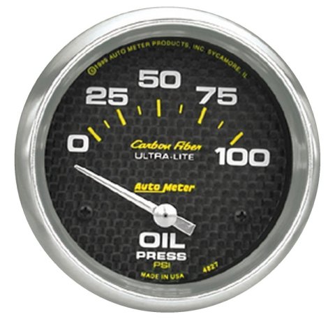 Autometer Carbon Fiber 66.7mm Short Sweep Electronic 0-100 PSI Oil Pressure Gauge thumbnail 2