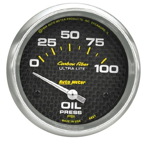 Autometer Carbon Fiber 66.7mm Short Sweep Electronic 0-100 PSI Oil Pressure Gauge thumbnail 3