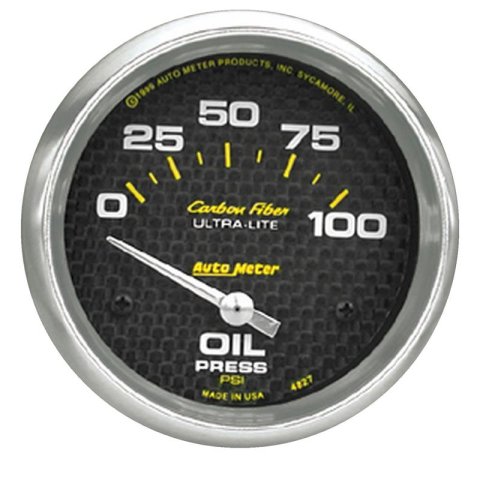 Autometer Carbon Fiber 66.7mm Short Sweep Electronic 0-100 PSI Oil Pressure Gauge thumbnail 4