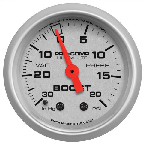 Autometer Ultra-Lite 52mm 20 PSI Mechanical Boost Gauge thumbnail 1