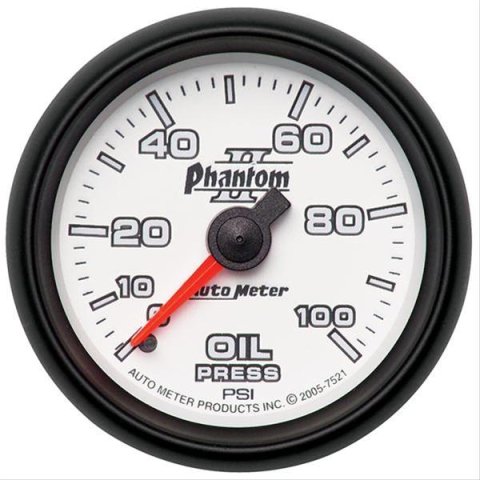 Autometer Phantom II 52.4mm Mechanical 0-100psi Oil Pressure Gauge thumbnail 1
