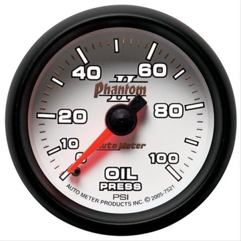Autometer Phantom II 52.4mm Mechanical 0-100psi Oil Pressure Gauge thumbnail 2