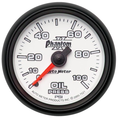 Autometer Phantom II 52.4mm Mechanical 0-100psi Oil Pressure Gauge thumbnail 5