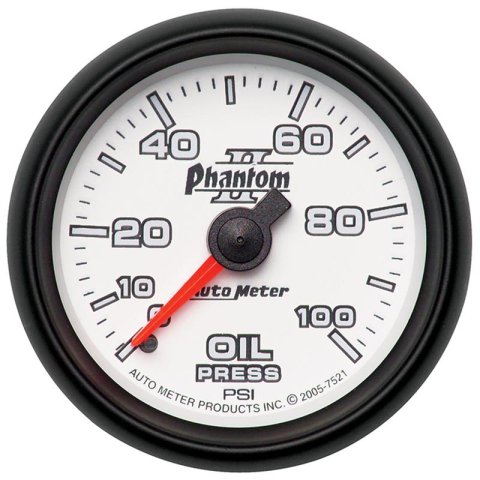 Autometer Phantom II 52.4mm Mechanical 0-100psi Oil Pressure Gauge thumbnail 6