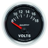 Autometer GS 52mm 8-18 Volts Short Sweep Electronic Voltmeter Gauge thumbnail 6