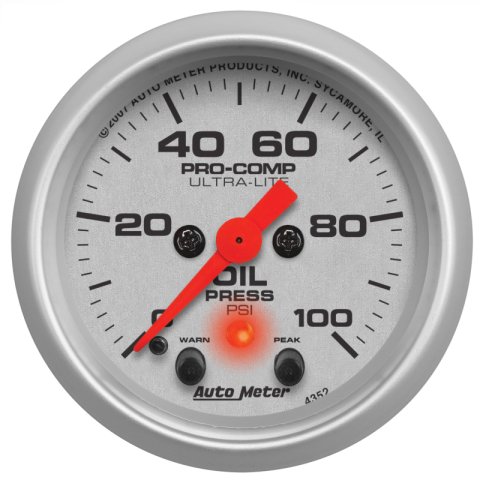 Autometer Ultra-Lite 52mm 0-100 PSI F/S Electronic Oil Pressure w/ Peak Memory & Warning Gauge thumbnail 3