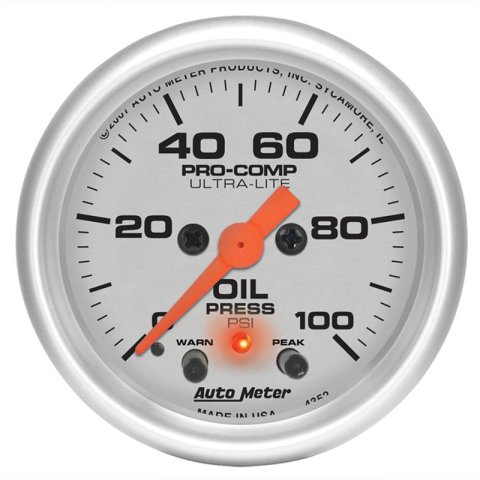 Autometer Ultra-Lite 52mm 0-100 PSI F/S Electronic Oil Pressure w/ Peak Memory & Warning Gauge thumbnail 4