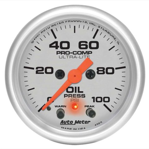 Autometer Ultra-Lite 52mm 0-100 PSI F/S Electronic Oil Pressure w/ Peak Memory & Warning Gauge thumbnail 8