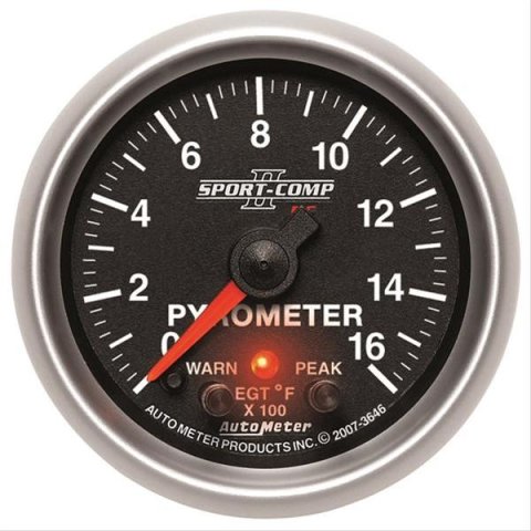 Autometer Sport-Comp II Full Sweep Electronic 0-1600 Deg F EGT/Pyrometer Peak & Warn w/ Elec Control