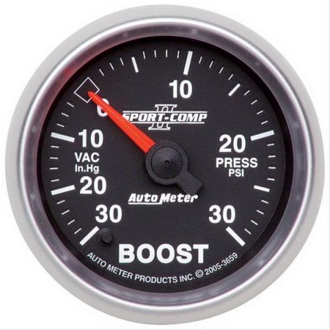 Autometer Sport-Comp II 52mm Full Sweep Electronic 30 In Hg-Vac/30 PSI Vacuum/Boost Gauge