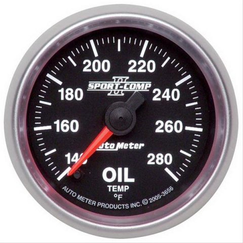 Autometer Sport-Comp II 52mm Full Sweep Electronic 140-280 Deg. F Oil Temperature Gauge