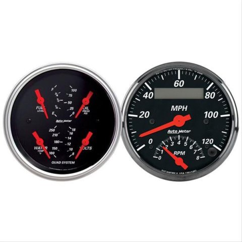 Autometer Designer 3-3/8in In-Dash Kit Box-Tach Speedo Combo & Elec Oil Press, H2O Temp, Volt, Fuel