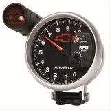 Autometer GM Bowtie Black 5in 10000 RPM Pedestal Electronic Tachometer w/ Ext Shift Light thumbnail 1